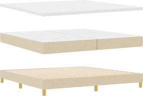 vidaXL LED Κρεβάτι με βάθρο με μαξιλάρι Κρεμ 200 x 200 cm ύφασμα