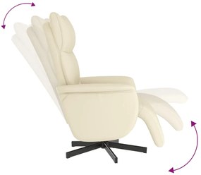vidaXL Πολυθρόνα Ανακλινόμενη με Υποπόδιο Κρεμ από Συνθετικό Δέρμα