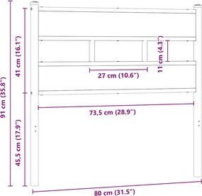 vidaXL Ανταλλακτικό κεφαλάρι Καφέ Δρυς 75 εκ. Ατσάλι/Επεξεργασμένο Ξύλο