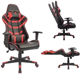 BF9050 Gaming Πολυθρόνα Γραφείου, Ανάκλιση Πλάτης έως 90°, Pu Μαύρο - Κόκκινο