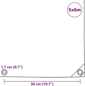 vidaXL Μουσαμάς Γκρι 5 x 6 μ. 650 γρ./μ.²