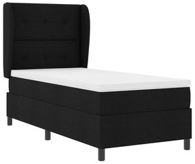 vidaXL Κρεβάτι Box Spring με Στρώμα  Μαύρο 90x200 εκ. Υφασμάτινο