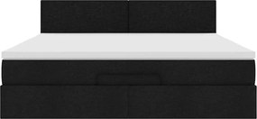 vidaXL Οθωμανικό κρεβάτι με στρώμα Μαύρο 180x200cm Ύφασμα