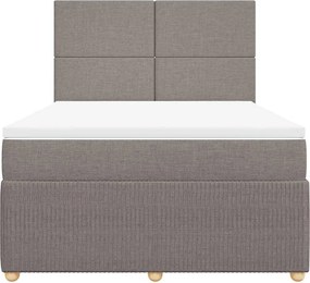 vidaXL Κρεβάτι Boxspring με Στρώμα Taupe 140x190 εκ. Υφασμάτινο
