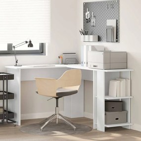 vidaXL Γωνιακό Γραφείο με Αποθήκη, Λευκό 140x113,5x75εκ