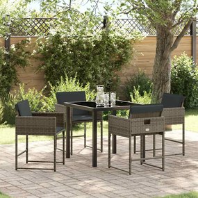 vidaXL Σέτ φαγητού για κήπο 5 pcs Γκρι συνθετικό ρατάν