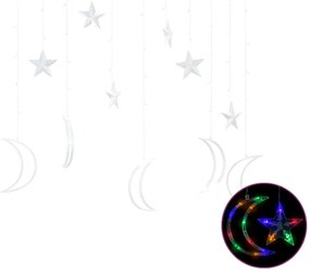 vidaXL Λαμπάκια σε Σχήμα Αστέρι & Φεγγάρι Πολύχρωμα Χειριστ. 138 LED