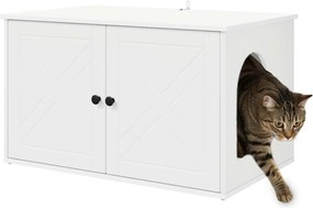 vidaXL Σπίτι Γάτας Λευκό 85 x 55 x 50,5 εκ Επεξεργασμένο ξύλο