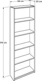 Βιβλιοθήκη Max Megapap χρώμα κόκκινο 58x23x170εκ.