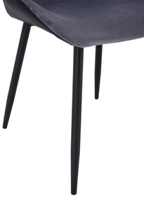 Καρέκλα ADALYN C8729.01 με PU Μαύρο kai Βελούδο Γκρί 51x58x82Υ εκ. 2αδα 51x58x82 εκ.