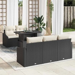 vidaXL Σετ Καναπέ Κήπου με αποθήκευση 6 pcs Μαύρο Πολυ ράταν