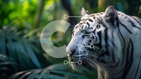 Σετ των 2 Intra Συλλεκτικό Ξύλινο Παζλ Plywood 4mm - Λευκή τίγρη στη ζούγκλα με πράσινο φύλλωμα Σε Ξύλινο Κουτί - Διαστάσεις: 10x10 cm – 25 κομμάτια