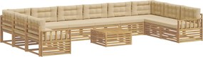 vidaXL Σετ Καναπέ 11 τμχ. 10-θέσια White and Beige Polyester