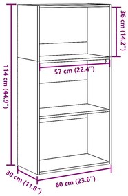 Βιβλιοθήκη Γκρι Sonoma 60x30x114 cm Ξύλινη κατασκευή - Γκρι