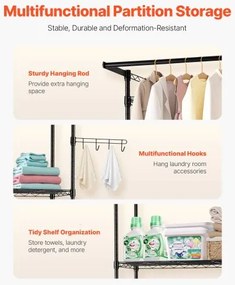 VEVOR Over Washer and Dryer Storage Shelf Single Row 3 Tiers Washer Rack Black
