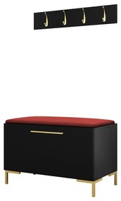 Σετ διαδρόμου Hartford F108, 84x44cm, Κόκκινο, Μαύρο, Ταπισερί, Πλαστικοποιημένη μοριοσανίδα, Τοίχου, Εντοιχισμένη | Epipla1.gr