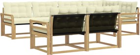 vidaXL Σειρά Καναπέ Εξωτερικού με μαξιλάρι 7 pcs Λευκό και Κρεμ