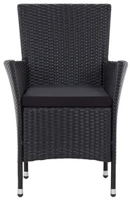 vidaXL Σετ Τραπεζαρίας Εξ. Χώρου 5 τεμ. Μαύρο Συνθ. Ρατάν με Μαξιλάρια