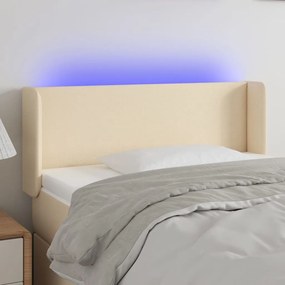vidaXL Κεφαλάρι Κρεβατιού LED Κρεμ 103x16x78/88 εκ. Υφασμάτινο