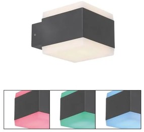Έξυπνο Φωτιστικό Τοίχου Απλίκα LED RGBW 15W Ανθρακί Up Down Dimmable IP44 Slice 34173RGBSH Globo Lighting-34173RGBSH-Ανθρακί 34173RGBSH