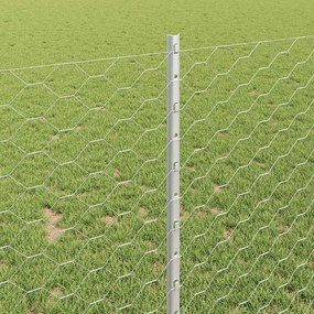 vidaXL Εξωτερική εξάγωνη περίφραξη με στήλη 25 x 1 m Ασημί Δίχτυ
