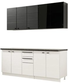 Έτοιμη Σύνθεση Κουζίνα Claudia 200 Λευκό - Μαύρο 200x51/31x200 εκ. 200x51x200 εκ.