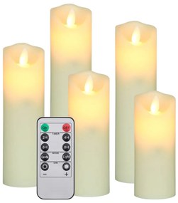 vidaXL Κεριά LED Ηλεκτρ. Σετ 5 Τεμαχίων Θερμό Λευκό με Τηλεχειριστήριο