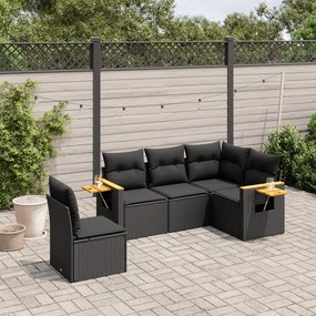 vidaXL Patio Sofa Set 5-θέσια Black