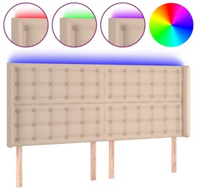 vidaXL Κεφαλάρι Κρεβατιού LED Καπουτσίνο 183x16x118/128 εκ