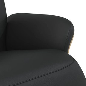 vidaXL Πολυθρόνα Ανακλινόμενη με Υποπόδιο Μαύρη από Συνθετικό Δέρμα