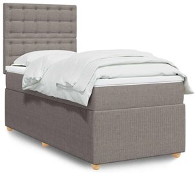 vidaXL Κρεβάτι Boxspring με Στρώμα Taupe 90x190 εκ.Υφασμάτινο