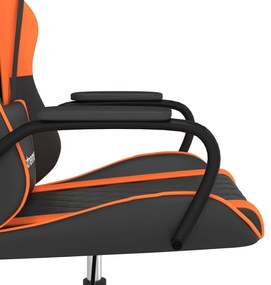 Καρέκλα Gaming Μασάζ Μαύρο/πορτοκαλί από Συνθετικό Δέρμα - Μαύρο