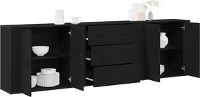 vidaXL Πλαϊνό γραφείο Μαύρη Οξυά 240 x 33 x 70 εκ. Επεξεργασμένο ξύλο