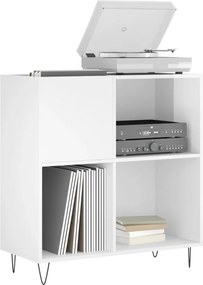 vidaXL Δισκοθήκη Γυαλιστερή Λευκή 84,5 x 38x 89 εκ. από Επεξεργ. Ξύλο