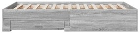 vidaXL Πλαίσιο Κρεβατιού με συρτάρια Γκρι sonoma 140x190εκ. Επεξ. Ξύλο