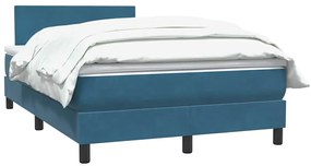 vidaXL Κρεβάτι Boxspring με Στρώμα Σκούρο Μπλε 120x210 εκ. Βελούδινο