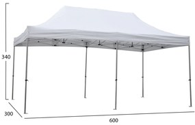 GAZEBO Β.ΤΥΠΟΥ CRESSEN HM6307 ΠΤΥΣΣΟΜ.-ΣΚΕΛΕΤΟΣ ΑΛΟΥΜ.ΑΣΗΜΙ-ΛΕΥΚΟ ΠΑΝΙ 3x6x3,4Yεκ - HM6307