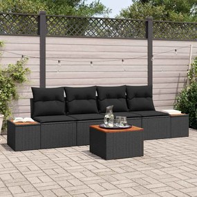 vidaXL Σετ Καναπέ Κήπου με μαξιλάρι 5 pcs Μαύρο Πολυ ράταν