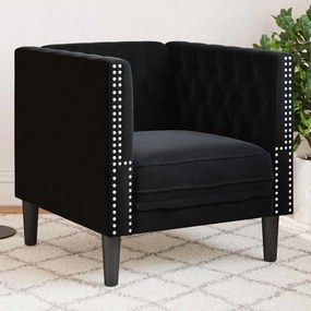 vidaXL Πολυθρόνα Τσέστερφιλντ Μαύρο 71 x 74.5 x 70.5 εκ. Βελούδο
