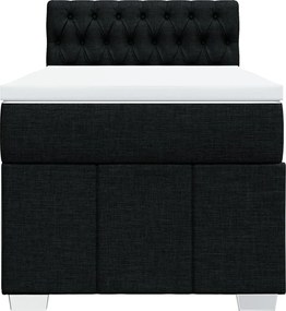 vidaXL Κρεβάτι Boxspring με Στρώμα Μαύρο 90x190 εκ.Υφασμάτινο