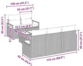 vidaXL Σετ Καναπέ 6 pcs Γκρι συνθετικό ρατάν