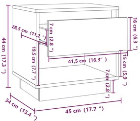 vidaXL Κομοδίνο Χρώμα Sonoma Δρυς 45 x 34 x 44 εκ. από Μοριοσανίδα