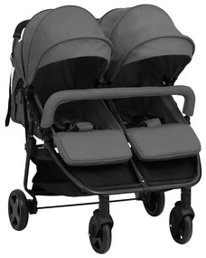 vidaXL Καρότσι Διδύμων Σκούρο Γκρι / Μαύρο Ατσάλινο