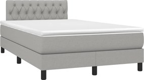 vidaXL Κρεβάτι Boxspring με Στρώμα Ανοιχτό Γκρι 120x190 εκ. Υφασμάτινο