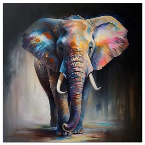 Πίνακας σε καμβά "Colorful Elephant" Megapap ψηφιακής εκτύπωσης 100x100x3εκ. - 0231943