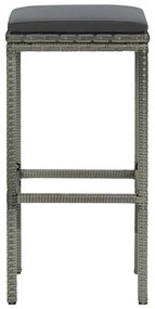 vidaXL Σκαμπό Μπαρ 6 τεμ. Γκρι από Συνθετικό Ρατάν με Μαξιλάρια