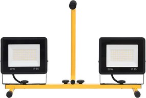 vidaXL Προβολέας LED με Λαβή Θερμό Λευκό 2 x 50 W
