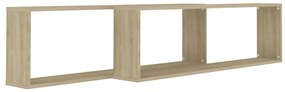 vidaXL Ράφια Κύβοι Τοίχου 2 τεμ. Sonoma Δρυς 100x15x30 εκ. Επεξ. Ξύλο