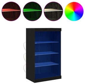 vidaXL Μπουφέ με LED Φώτα Μαύρη Δρυς 60,5x37x100 εκ