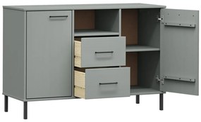 vidaXL Ντουλάπι OSLO Γκρι 113x40x77 εκ. Μασίφ Ξύλο με Μετ. Πόδια